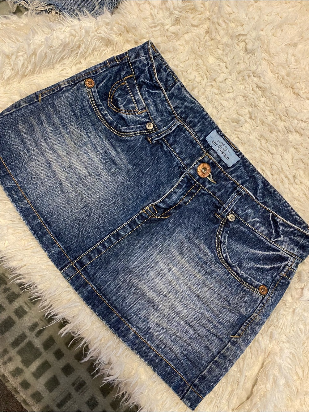 Aeropostale Dark Blue Washed Denim Mini Skirt